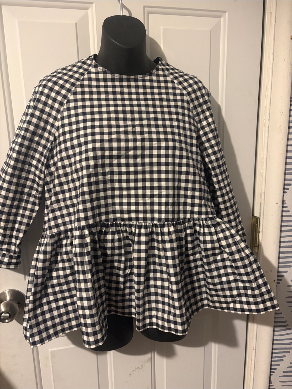 Black & White Gingham Peplum Blouse Victoria Beckham for Target